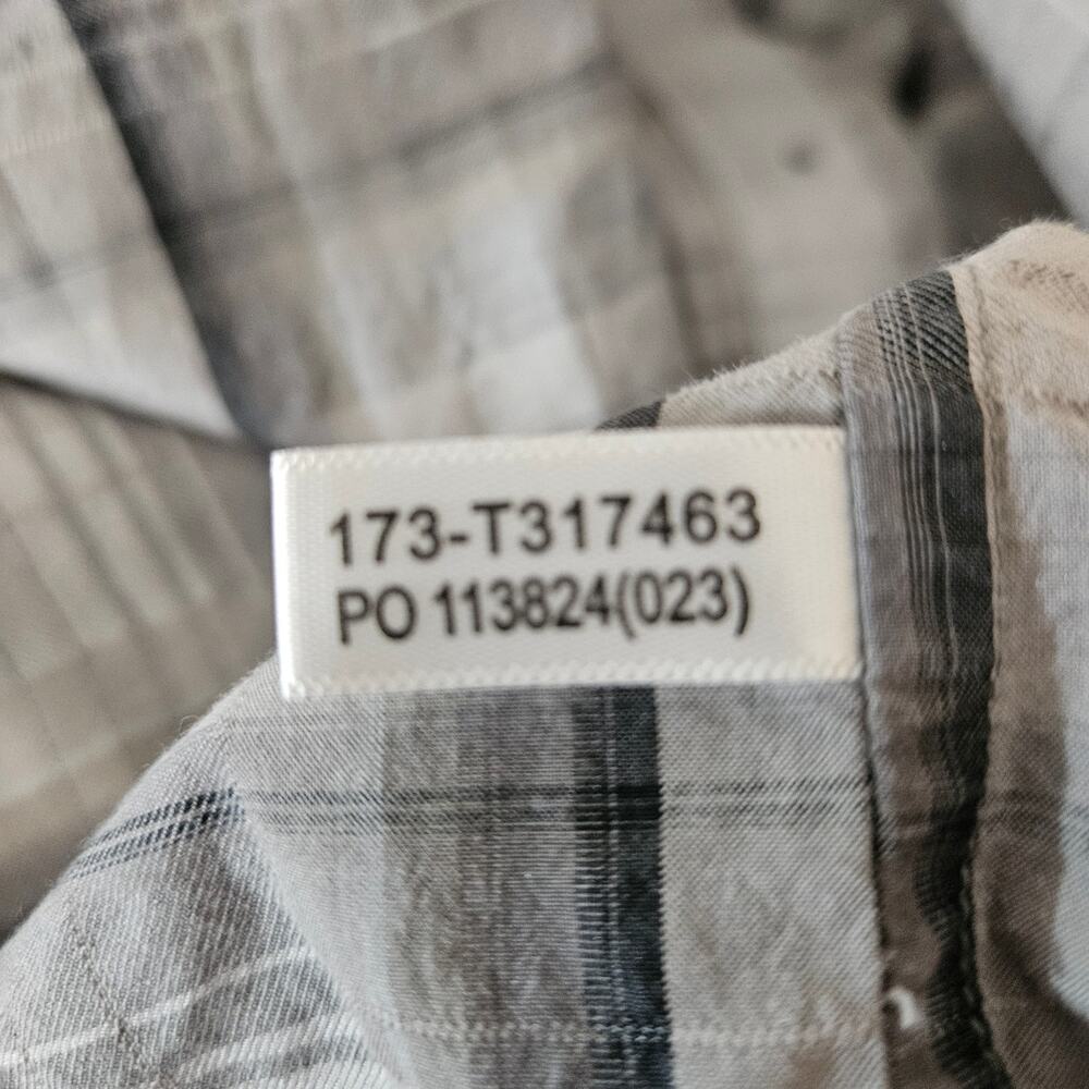 Tommy Bahama Gray Plaid Silk Cotton Blend Long Sleeve Button Up Shirt Men's XL - Picture 9 of 14